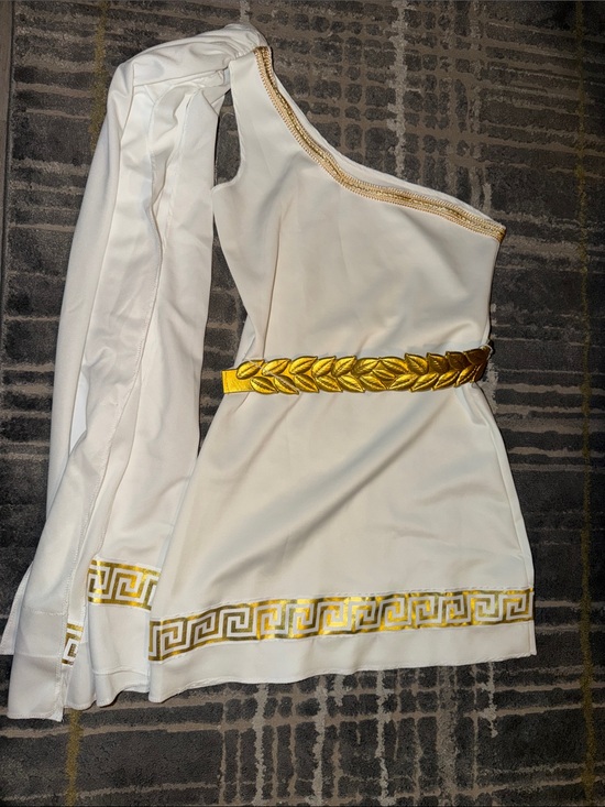 Spirit Other - Women’s Costume Greek One-Shoulder Mini Dress with Gold Accents